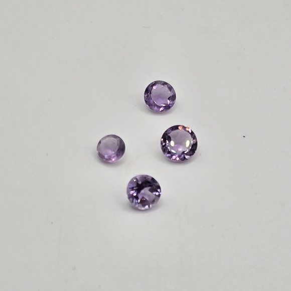JTV Jewelry - AAA Natural Amethyst Faceted Gemstone ,Round 4pc Loose Gemstones